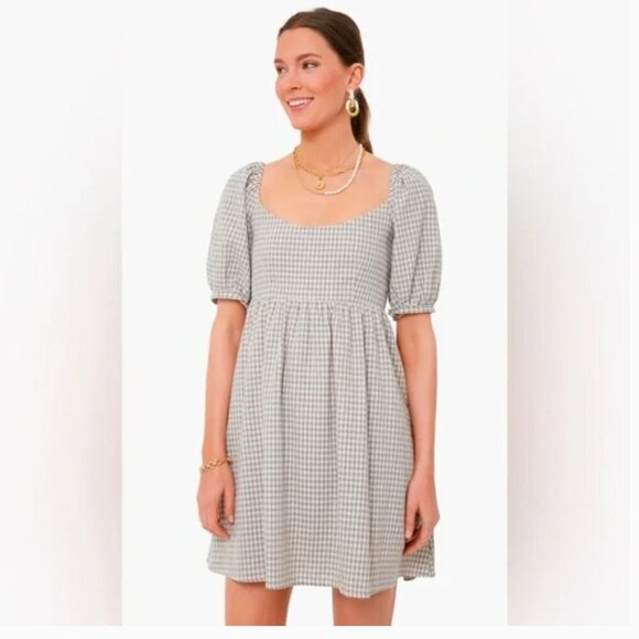 Tuckernuck Abigail Dress Mini Beachwood Gingham Plaid Tan Pomander Place XXXL - Picture 3 of 10